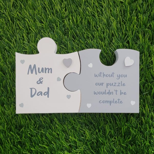 Jigsaw Mum and Dad 2pc Plaque