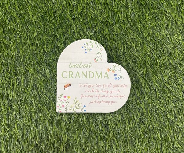 The Cottage Garden Loveliest Grandma Heart Plaque